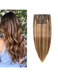 8 Pcs 18 Clips Straight Hair Extensions 26" #4/27 Medium Brown & Dark Blonde Descriptions 8 Piece 8 Clips Hair 8 Pieces With 8 Clips Attached