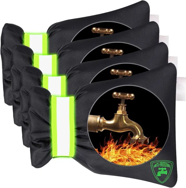 Outdoor Faucet Covers for Winter - 4 Pack Pro 6.7" W x 8.3" H Outdoor Water Faucet Cover Socks for Winter Freeze Protection Pipe Insulation Reusable Waterproof Insulated Spigot backflow Cover,Black
