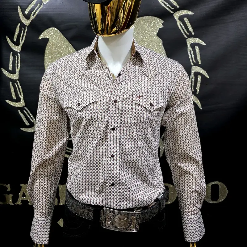 Western Shirt  Aztec Print Man Long Sleeve Shirts Menswear Tops