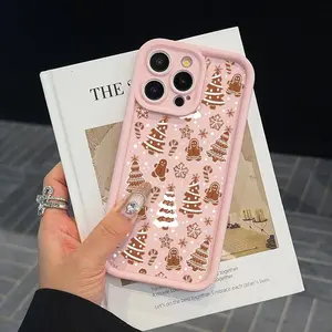 Cute Gingerbread Man Pattern Phone Case, Phone Protective Cover, Fashion Shockproof Mobile Phone Accessories Compatible with iPhone 17 Series