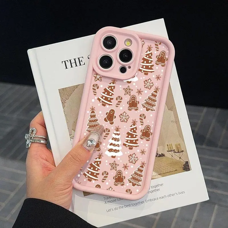 Cute Gingerbread Man Pattern Phone Case, Phone Protective Cover, Fashion Shockproof Mobile Phone Accessories Compatible with iPhone 17/16/15/14/13/12/11Series