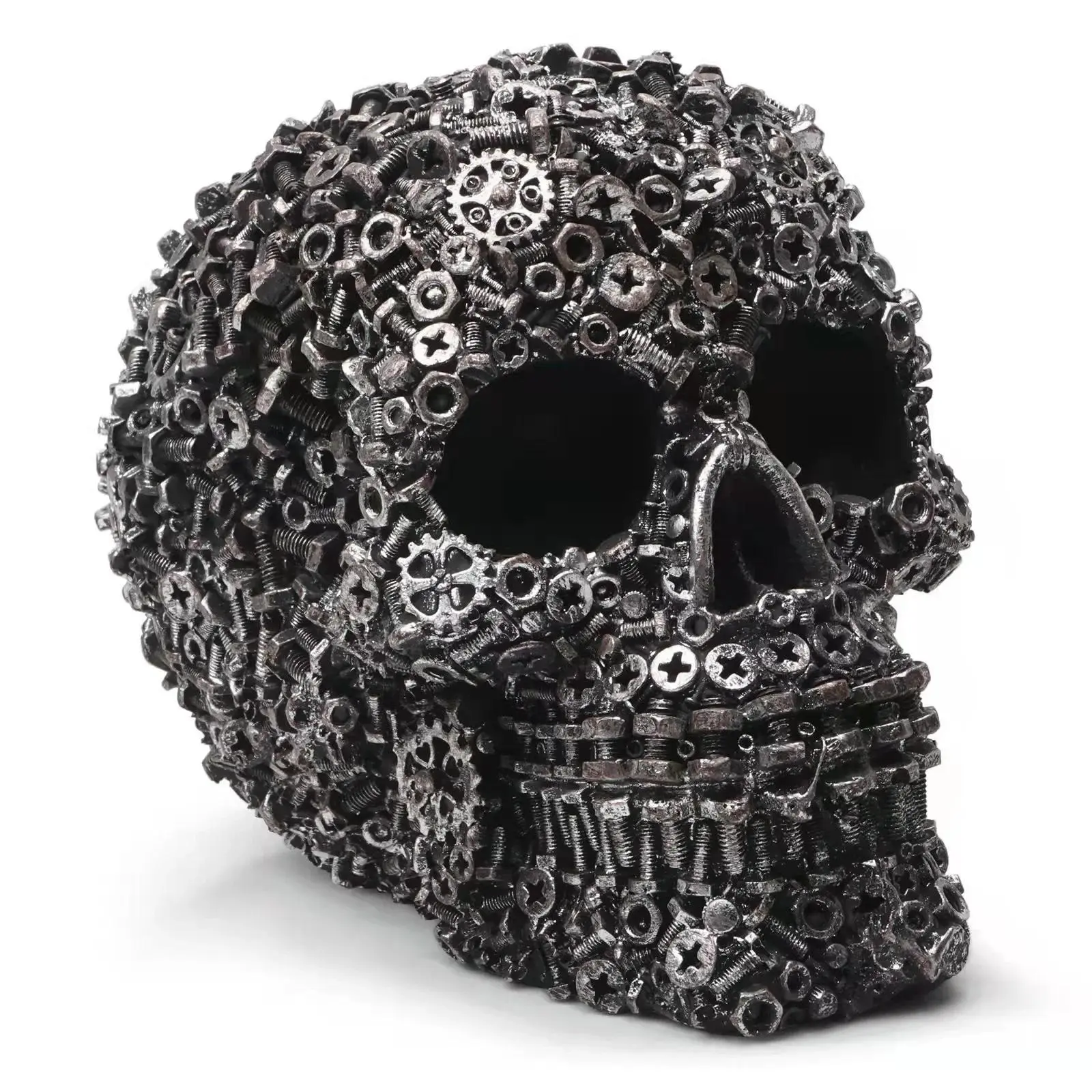 Resin Screw Gear Mechanical Style Skull Ornament, 1 Count Creative Decorative Statue, Figurine, Home Decoration, Skull Statue, Party Decor, Festival Decoration, Halloween, Home Decor Ornaments, Figurines Decor
