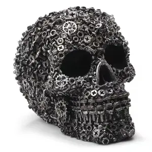 Resin Screw Gear Mechanical Style Skull Ornament, 1 Count Creative Decorative Statue, Home Decoration, Skull Statue, Party Decor, Festival Decoration, Halloween, Home Decor Ornaments