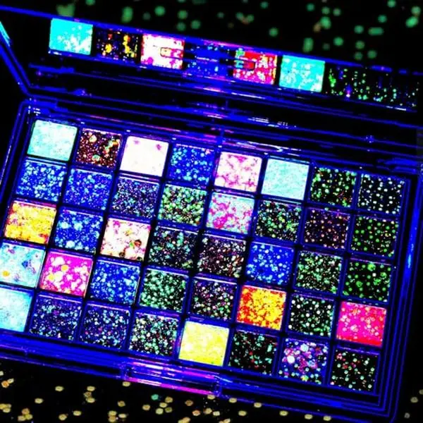 FANDAMEI 40 Colors Glow in The Dark Glitter, Face Glitter for Kids Women Girls, Body Glitter Hair Glitter for Halloween Rave Carnival Party Glitter Makeup