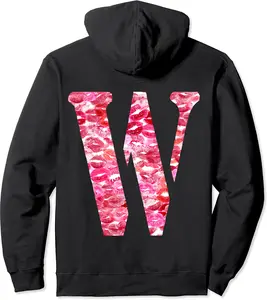 Back Print Only - Lipstick Kisses For Boyfriend Letter W Pullover Hoodie - Ciennaslay Shop 25B0D3F562T9