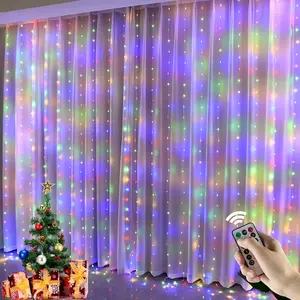 Window Curtain String Light,300 Waterproof LED Twinkle Lights,8 Modes Fairy Lights USB Remote Control Lights for Christmas Bedroom Party Wedding Home Garden Wall Decorations