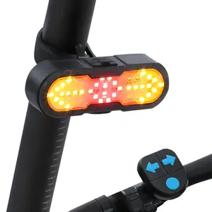 Bike Tail Light with Turn Signals, USB-C Rechargeable Remote Control Bike Horn Alarm, Waterpoof Bicycle Rear Light, Wireless Bike Light Reflector for MTB, Road Bike