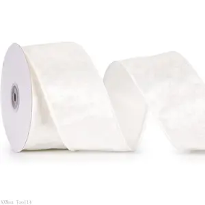 2.5 Inch White Crushed Velvet Ribbon Wired Thick Ribbon for Christmas Decorations Gift Wrapping Wreaths Tree Toppers 10 YardsXXMax Tool14
