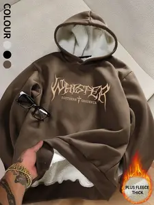 Super Plush Thick Lamb Wool Lined Fitted Hoodie Sweatshirt, Gothic Whisper Print, Multiple Colors Available, Super Warm for Winter Casual Wear, Fabric