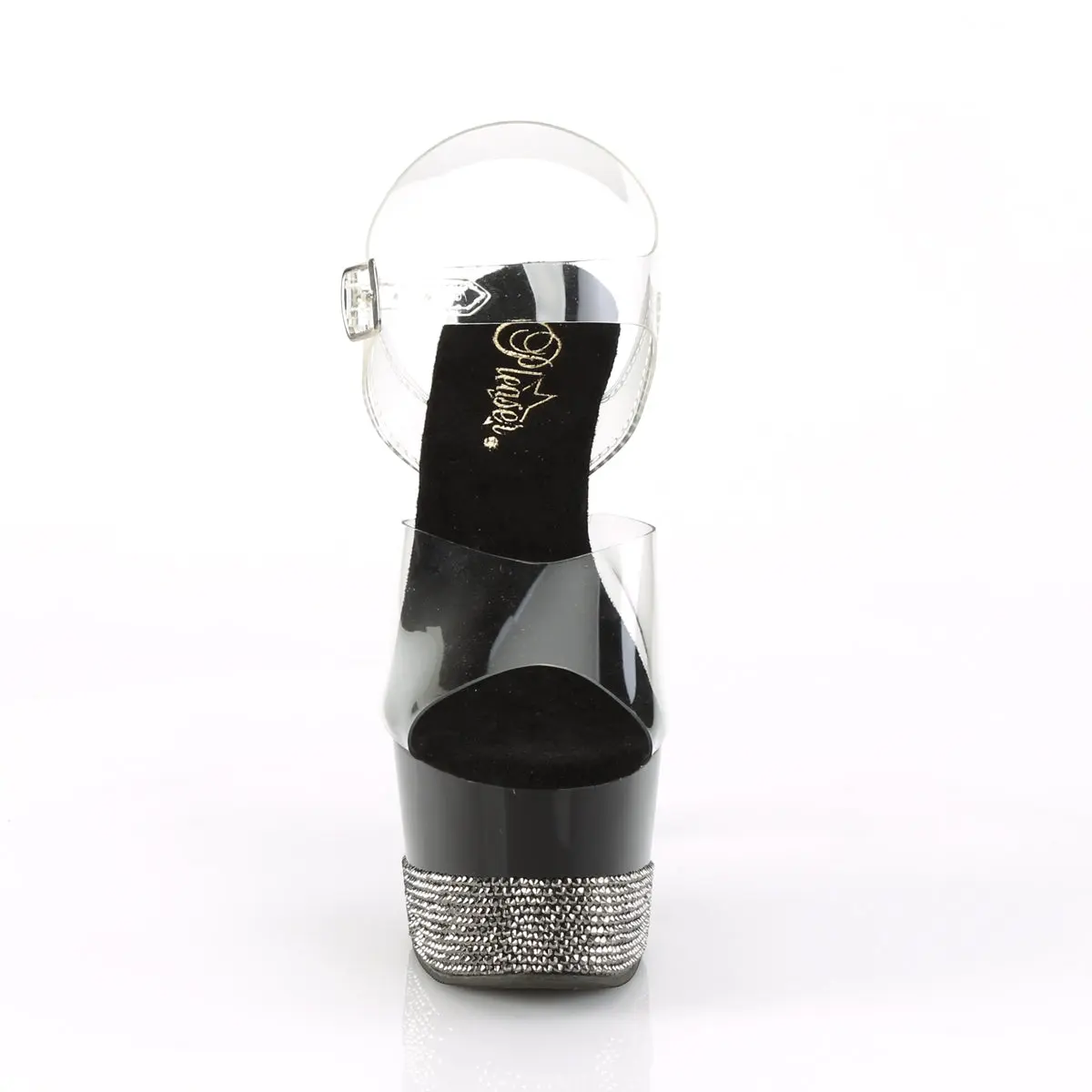 Women's Elegant Classy Chic Platform High Heels - Black Pewter Ankle Strap Sandals with Rhinestone Decor, 7-in Heel & 2.75-in Platform, Stylish, Women's Fashion, Platform Heel