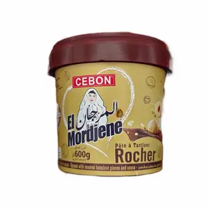 CEBON El Mordjen Cocoa Hazelnut Spread Rocher 600g Pâte à Tartiner with Roasted Hazelnut Pieces and Cocoa