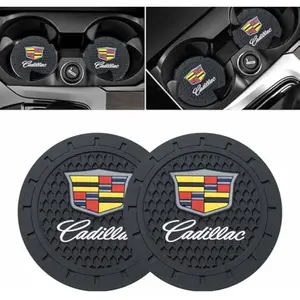 Car Cup Holder Coaster for Cadillac Recessed Silicone Cupholder Coaster Interior Accessories 2.75in 2Pack