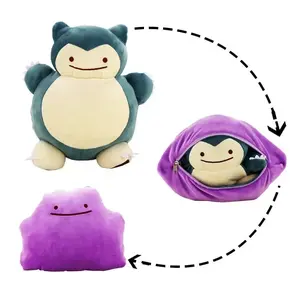 20cm Anime Dolls Reversible Pillow Cushion Ditto Transform Snorlax Plush Toys Pillow Doll For Kids Gift