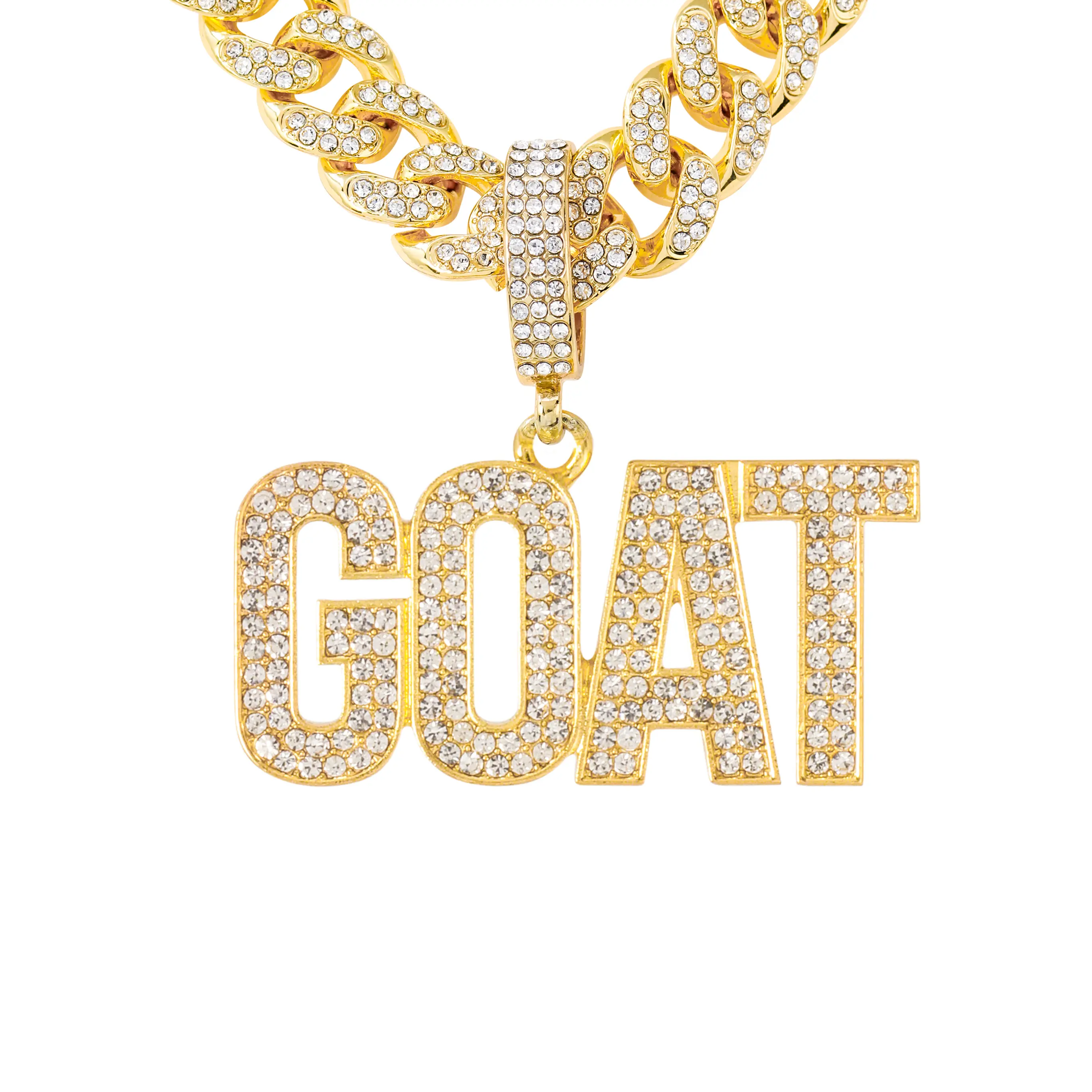Goat Pendant with Cuban Chain – Large Pendant, 12mm Chain, Gold / Silver Tone – Alloy with Coated Finish