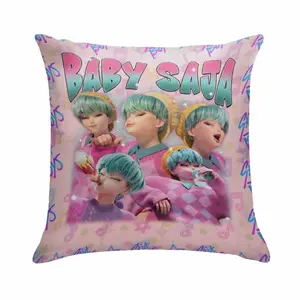 Baby Saja Throw Pillow Cover (No Insert) Cartoon Pop Art Print Soft Durable Fabric Decorative for Bedroom Living Room Sofa Gift Party Use