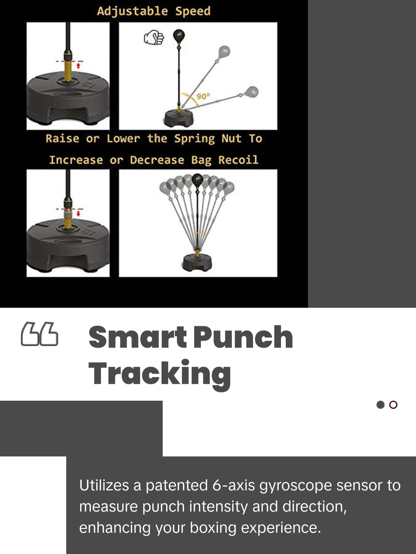 Strikeline Smart Punching Bag – Freestanding Reflex Boxing Ball with Bluetooth Sensor & Adjustable Height (52.7–68")