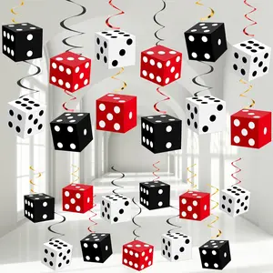 72 count    Swirls Decoration  Night Party Ceiling Streamer Banner Red Black White  Paper Cutout Las Vegas Party Vegas-Theme Event Birthday Party Favor Decor Supplies