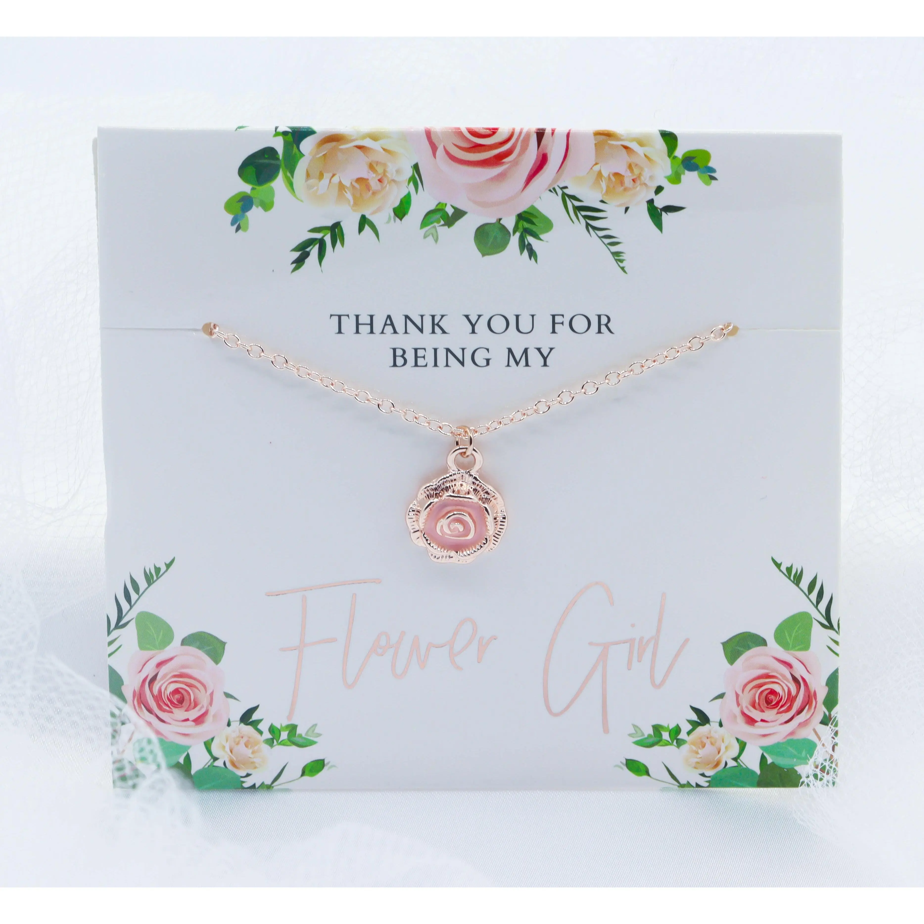 Flower Girl Necklace Gift Set - Elegant Design with Floral Accents and Comfortable Fit- Perfect Gift- Wedding Jewelry