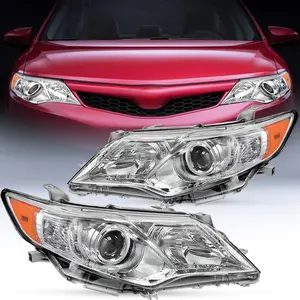 Nilight Headlight Assembly for 2012 2013 2014 Toyota Camry L/LE/XLE/Hybrid Headlamps Replacement Chrome Housing Amber Reflector Driver and Passenger Side