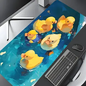 Cute Rubber Ducks Large Gaming Mouse Pad,Summer Desktop Drotection Pad,Washable Rubber Pad Non-Slip Lock Edge Multi-Size Mouse Pad Suitable For Home Office Desk Accessories,Gaming Desk Accessory,Good Gift for Family and friends