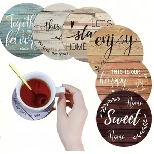 6-Piece Set Wooden Coffee Cup Coasters, Heat-Resistant Decorative Tableware Mats, Perfect for Home, Cafes, Offices, Kitchens & Dining Rooms