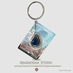 MTG Sapphire Medallion Necklace & Acrylic Keychain With Metal Pendant MTG Card-Inspired Gaming Accessories