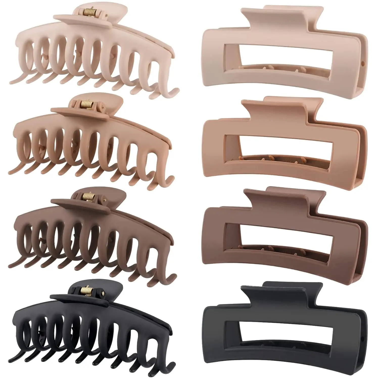 8 Pack Hair Clips for Women 4.3 Inch Large Hair Claw Clips for Women Thin Thick Curly Hair, Big Matte Banana Clips,Strong Hold jaw clips White Light Green Light Brown Light Gray
