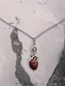 Silver Color Anatomical Heart Pendant Necklace, Gothic Vintage Style Jewelry for Daily Wear, Party & Music Festival