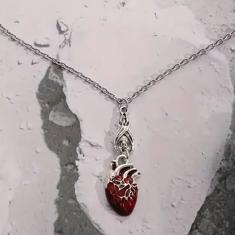 Silver Color Anatomical Heart Alloy Pendant Necklace, Gothic Vintage Style Jewelry for Daily Wear, Party & Music Festival