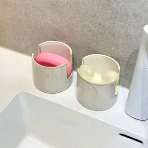 Ceramic Sponge Holder with Dual Compartments & Drain Holes, Ideal for Dish Sponges & Cleaning Brushes, Kitchen Sink Organizer Rack