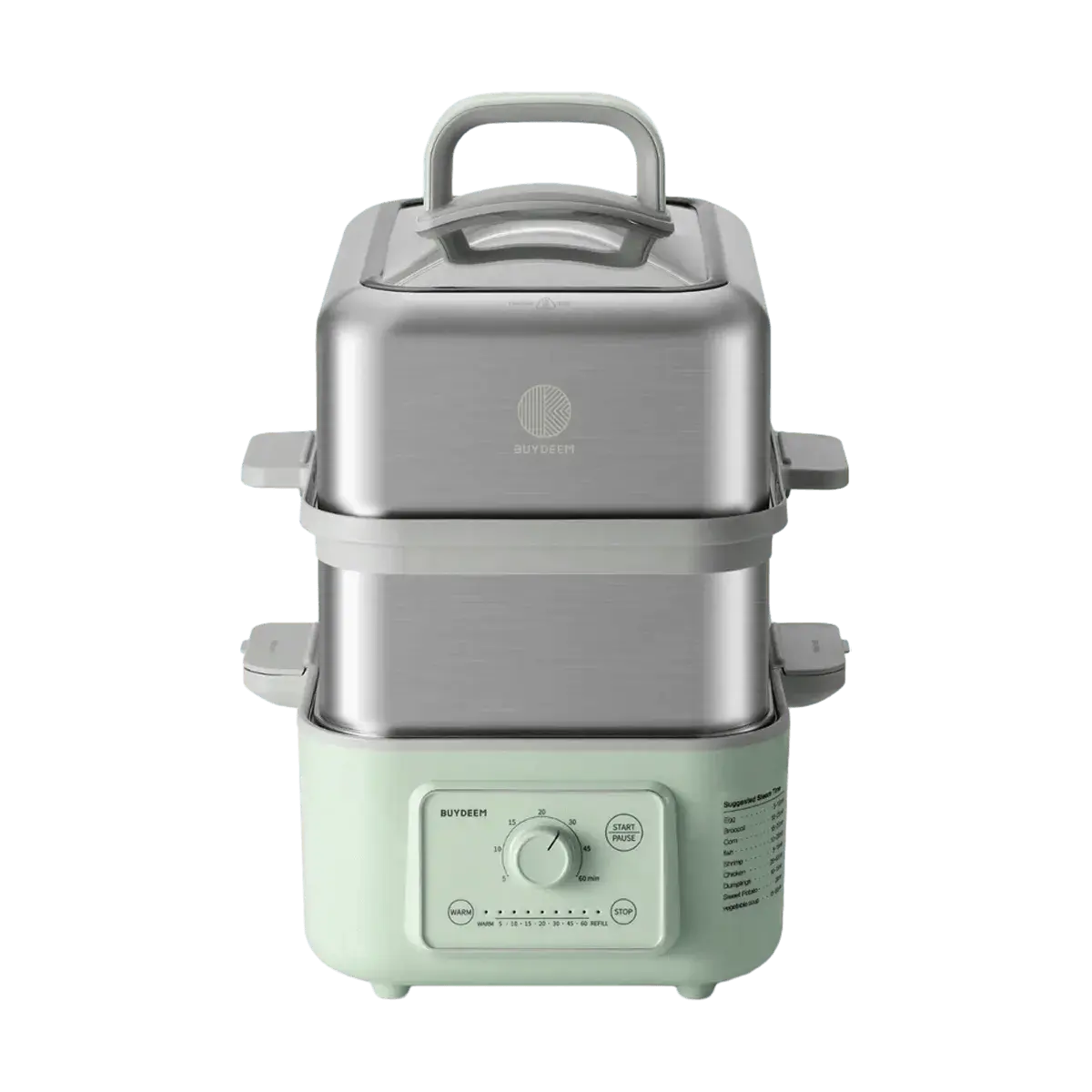 BUYDEEM 9.5L Double Layer Electric Steamer G5247, Sage Green - Large Capacity Home Kitchen Steaming Cooker, Fast Heating, Multi-functional Food Steamer