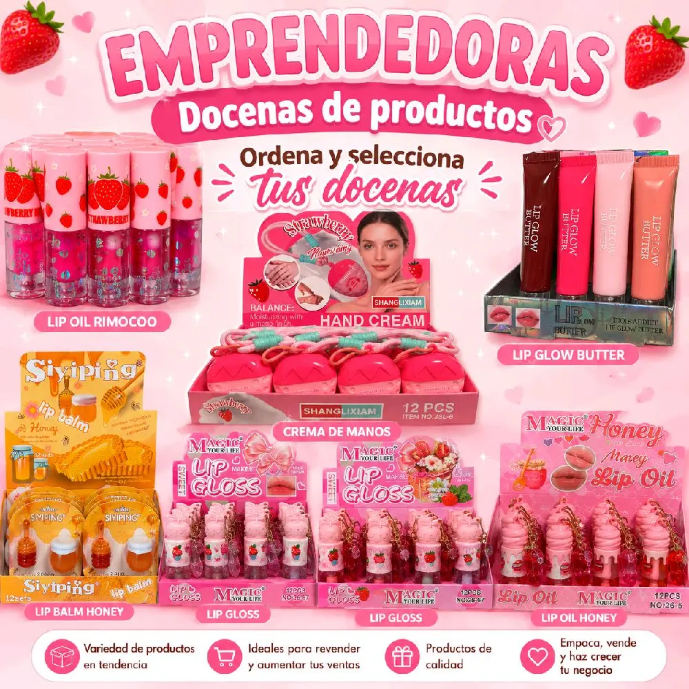 Entrepreneur box with dozens of lip glosses, lipsticks, creams and more