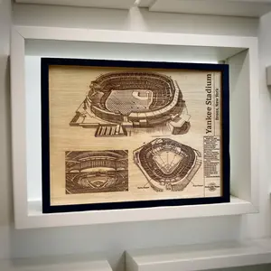 Bronx, New York  Wood Engraved Wall Art (Yankee Stadium)