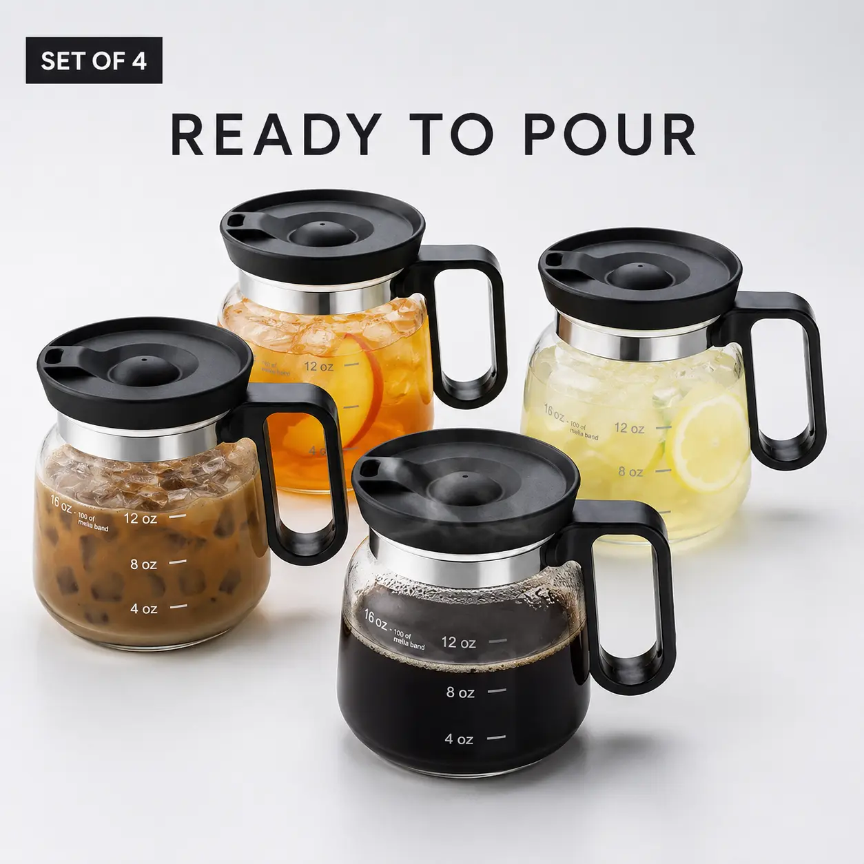 (Set of 2)16 Oz Glass Coffee Mug in Coffee Pot Shape 4” Tall – Compact Carafe Design with Sip Lid | Fun Gift for Coffee Lovers | Cute, Compact Novelty Mug Small Size Cute Coffee Pot Shaped Coffee MugSize 4" Tall x 3.75" Wide