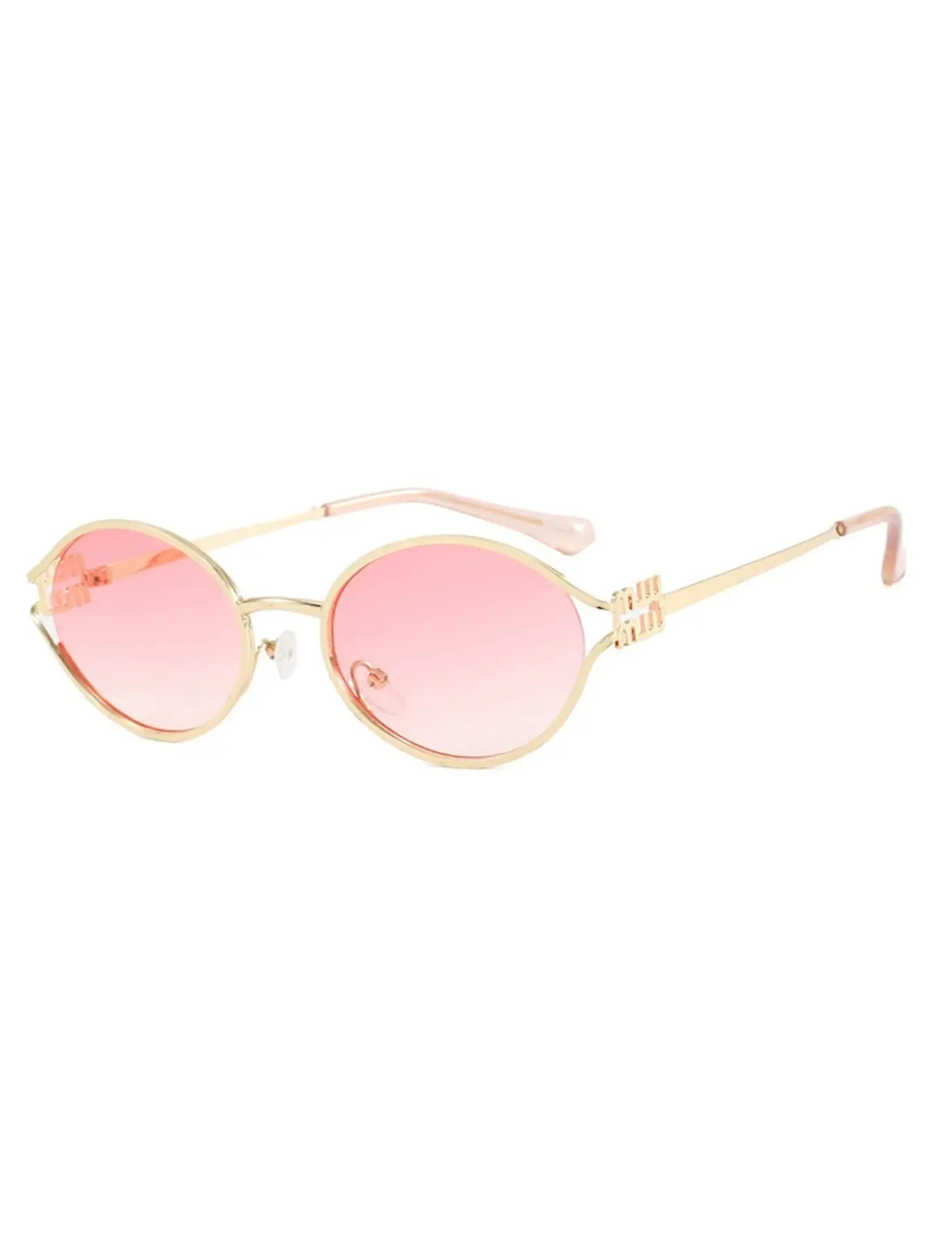 Pink Oval Women\'s Sunglasses - Fashion Accessory Anderne Pink Mirrored Hero Frame Oval Sunglasses | eBay main image 3