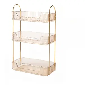 Elegant 3-Tier Bathroom Shelf Organizer, Accent, Lightweight Odorless Plastic Vanity Storage, Ideal for Cosmetics and Bath Accessories