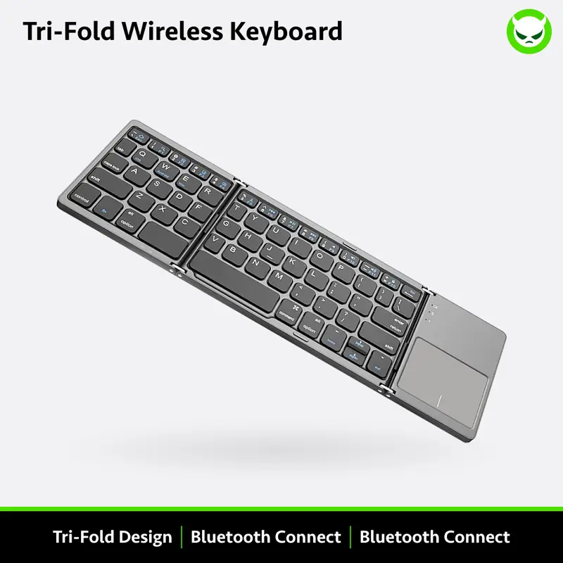 【B033 Bluetooth Foldable Keyboard】Ultra Light Compact Triple Folding with Touch Bar Ergonomic Multi-system Compatible All Anbernic Game Console / PC / Laptop / IPad / Cellphone ( Windows / iOS / Android / Mac )