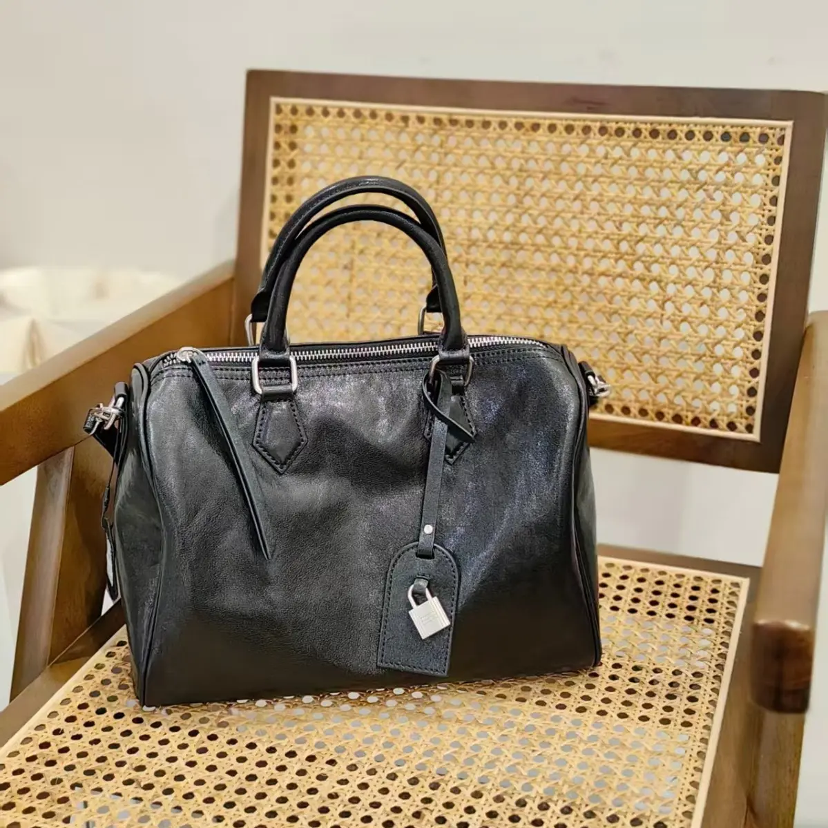 First Layer Cowhide Boston Bag for Women, Large Capacity Top Handle Satchel, Casual Commuter Daily Work Handbag, Casual Commuter Handbag, Daily Work Bag, Bags