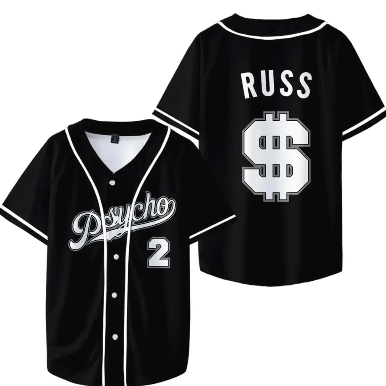 Russ Merch Baseball Jersey V Neck Short Sleeve Shirt Unisex Fashion Casual Clothing Tops