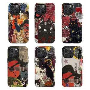 Black Cat Guitar Protective case, fun design, compatible with iPhone 17 Pro Max, 17Air, 16 Pro, 15 Plus, 14, 13, 12 and 11, TPU full screen, shockproof, stylish, scratch-resistant, soft silicone material, drop-proof