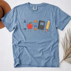 Back to School Comfort Colors Teacher T-Shirt, Cute School Graphic Tee, Crayon Apple Pencil Notebook Shirt, Teacher Appreciation Gift - TrendWear USA