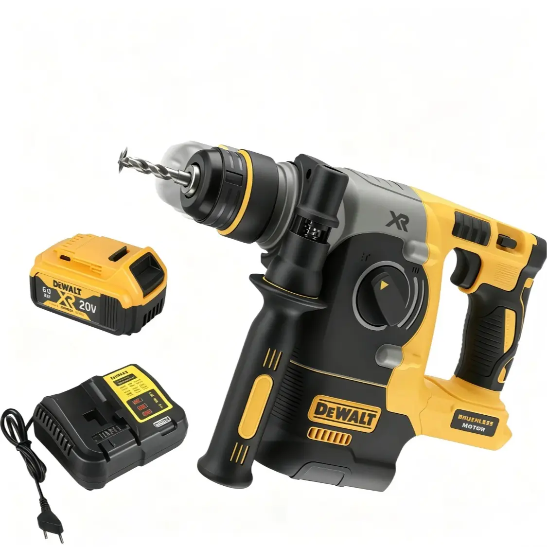 DEWALT DCH273 20V Compact  Cordless Rotary Hammer Drill Set, 2.1J Impact Energy, 360° Handle, 6.0Ah Battery - for Concrete, Brick & Stone Drilling, Reseller Power Tools