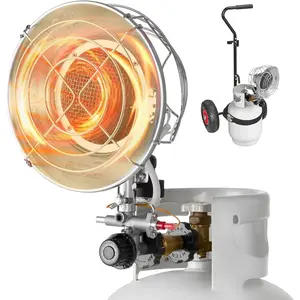 Propane Tank Top Heater with Portable Trolley, 15000 BTU Rapid Heating 180-Degree Infrared Radiant Tank Top Gas Heater for 20-40lb Propane Tanks, for Ice Fishing/Hunting/Outdoor Single Burner