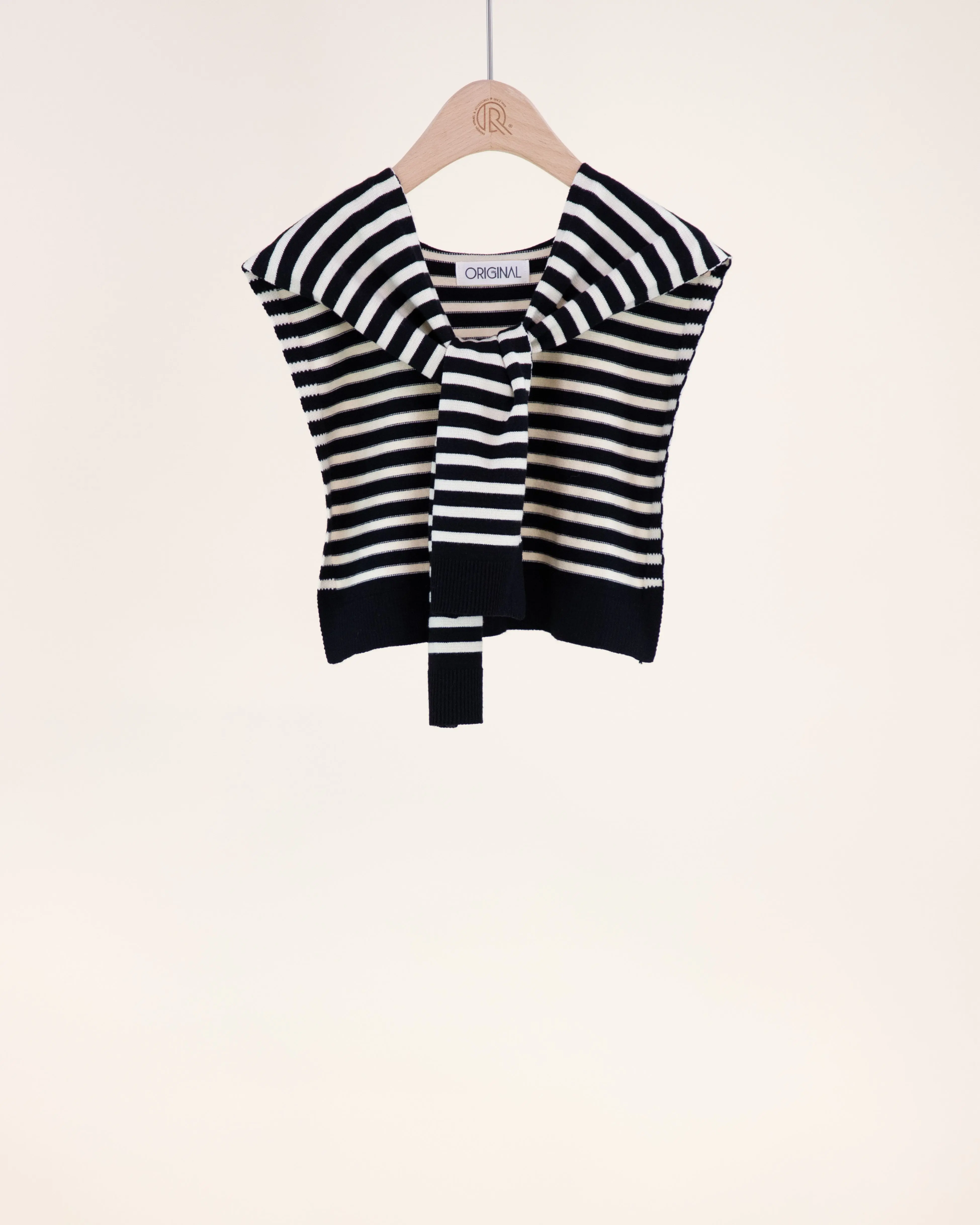 Striped Preppy Mock Sweater Wrap - BLACK (Pack of 6)