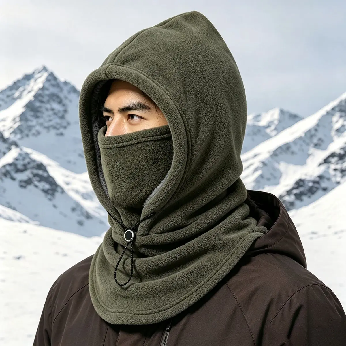 integrated flannel warm face mask and hat, windproof and warm for outdoor cycling, autumn and winter style, warm hat with neck visor.