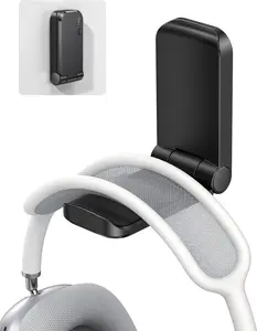 Headphone Stand, Sticky Headset Hanger - Adhesive Headphone Holder Hook Mount, Headset Stand Holder Clip Under Desk, Earphone Clamp for Airpods Max, HyperX, Sennheiser, Black