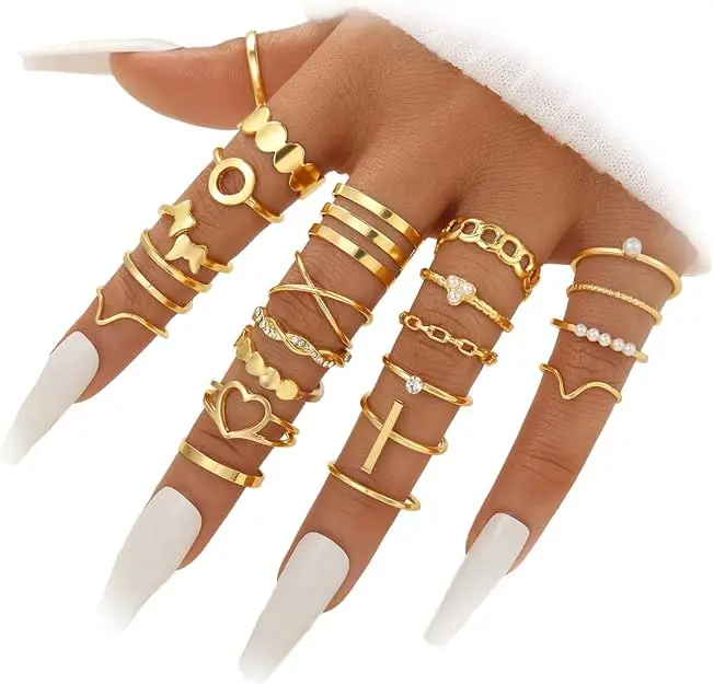 Knuckle Rings Set for Women, Dainty Stackable Midi Rings, Adjustable Butterfly & Heart Joint Finger Rings, Mixed Sizes Cute Jewelry for Halloween, Summer & Christmas Gifts
