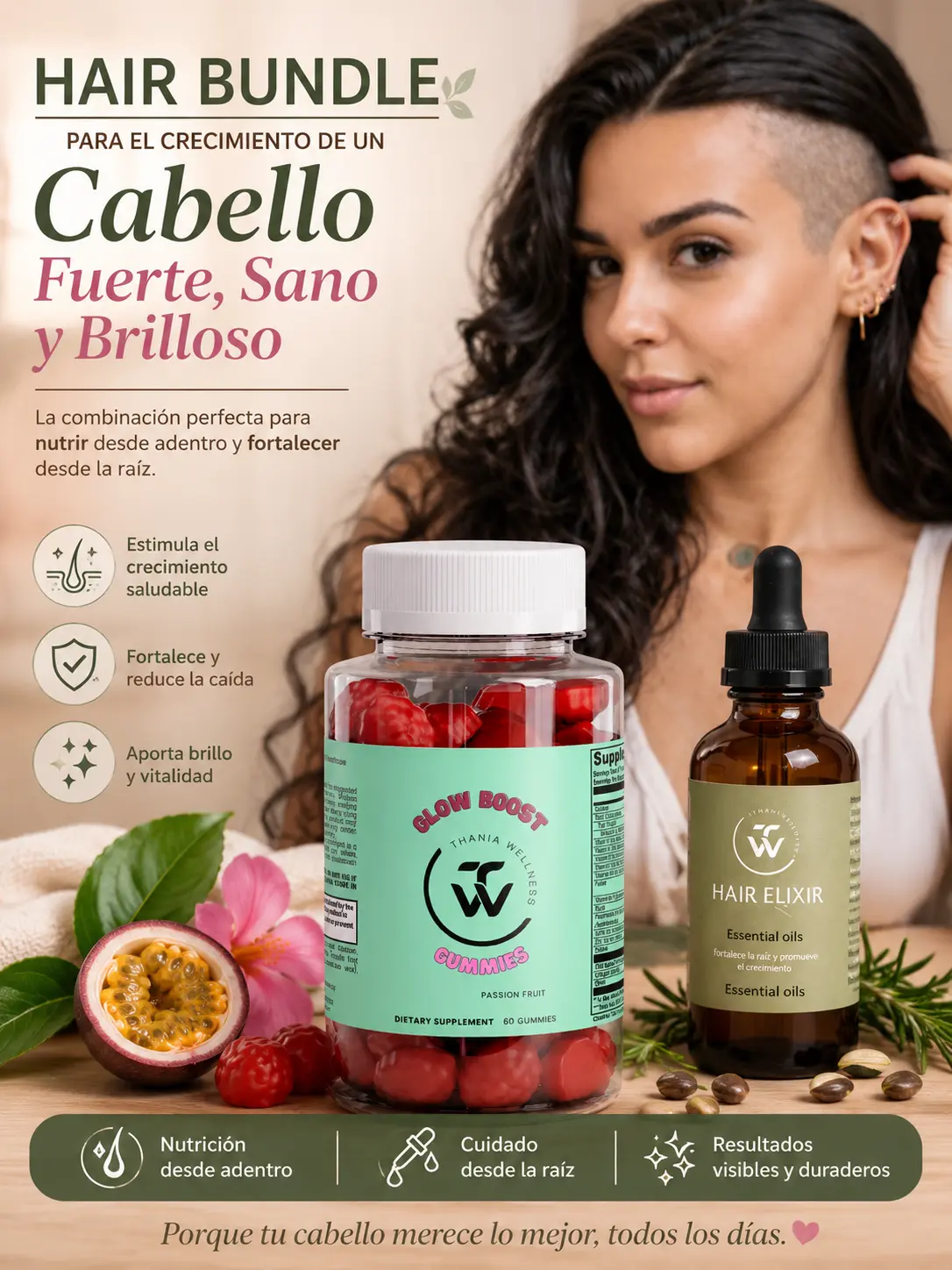 Hair Bundle, Glow Boost Gummies  and hair Elixir