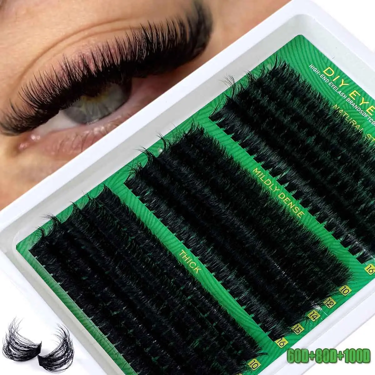 50D/60D/80D/100D/160D/200D/300D DIY False Eyelashes Kit, Diy Personal Lashes, Mixed Lengths 10–16 mm, D-Curl 0.07 mm Thickness, Easy-to-Apply Volume Individual Lashes for Daily Wear & Cosplay Makeup, Eyelash Extensions