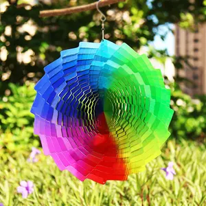 3D Wind Rotating Wind Chime Stainless Steel Colorful Tunnel Rotating Ornament
